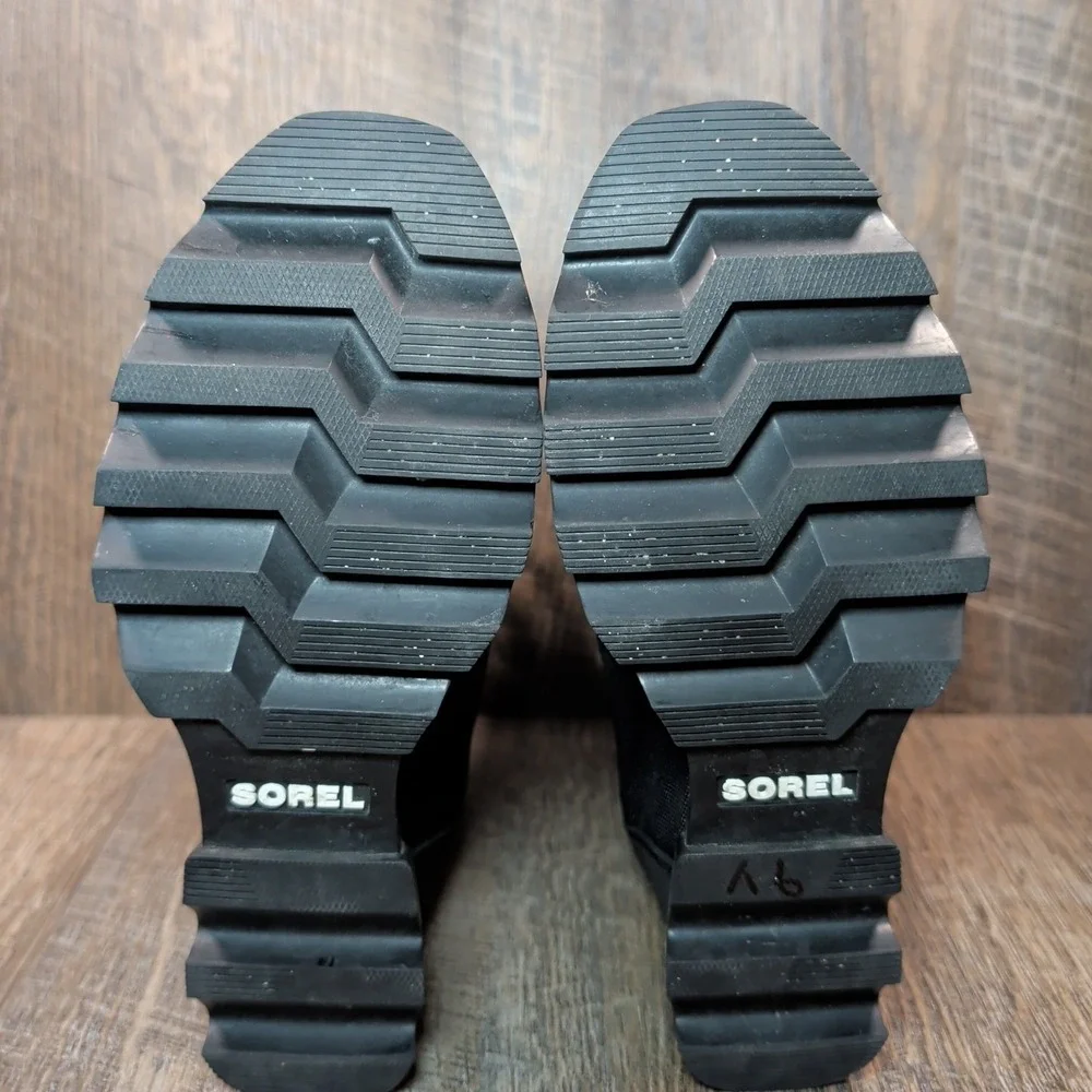 Sorel Womens Joan of Arctic Wedge III Lexie Boots Size 7.5 Black Leather Textile